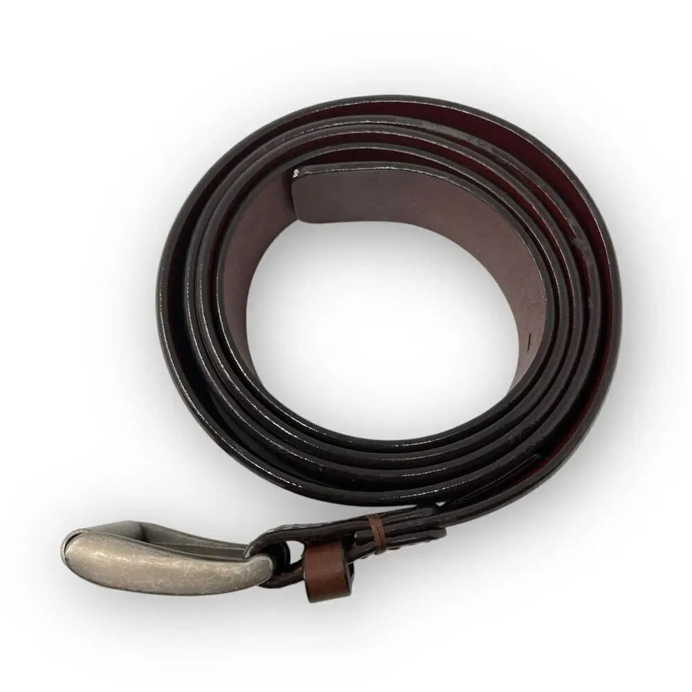 Roundtree & Yorke Brown Burnished Cowhide Leather Dress Belt Men's Size 54/135